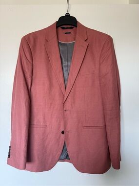 Perry Ellis Linen Blend 2-Piece Suit – Coral – 40R / 34x31